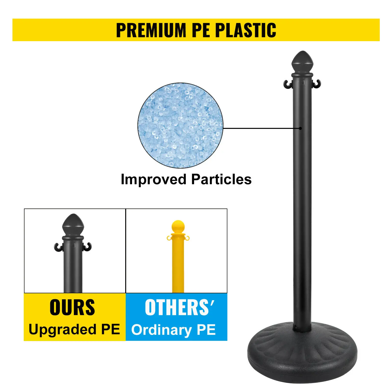VEVOR 4pcs 6pcs Plastic Stanchion Outdoor Queue Barrier C-Hooks Fillable Base with 39Inch Plastic Chain for Access Crowd Control 3