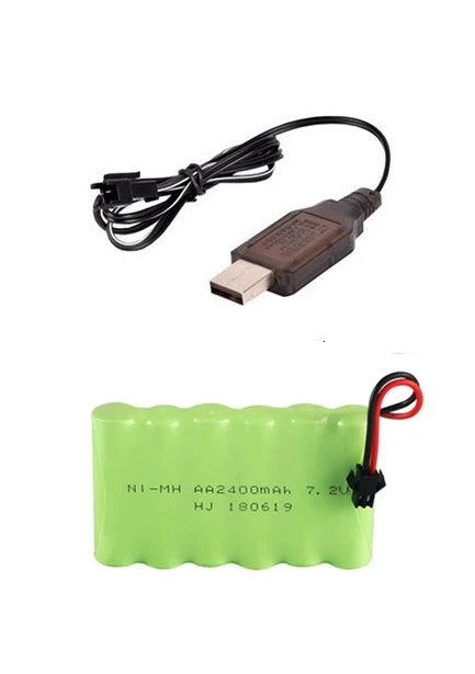 SM Plug) 7,2 в 2400 мАч батарея+ USB зарядное устройство для радиоуправляемых игрушек автомобиль Танк Поезд робот лодки пистолеты AA NIMH 7,2 в перезаряжаемый аккумулятор - Цвет: White