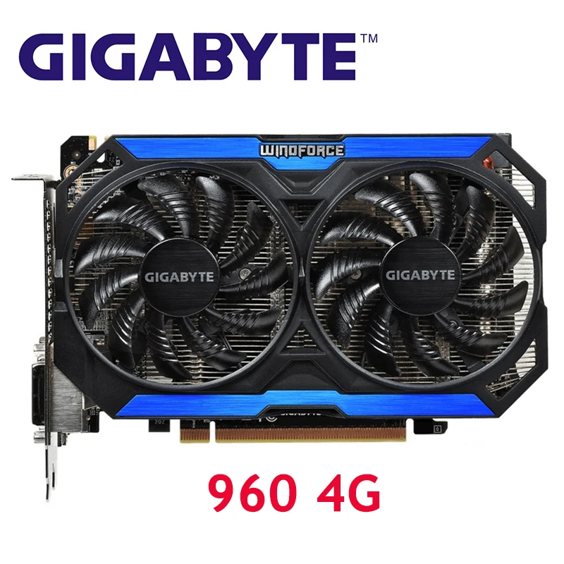 GIGABYTE GPU GTX960 4G D5 видеокарты 128 бит GM206 GDDR5 видеокарта для NVIDIA карта Geforce GTX960 GV-N960OC-4GD б/у