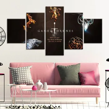 

Modern HD Printed Painting Canvas Home Decor 5 Piece Game Thrones Poster Wall Art Picture