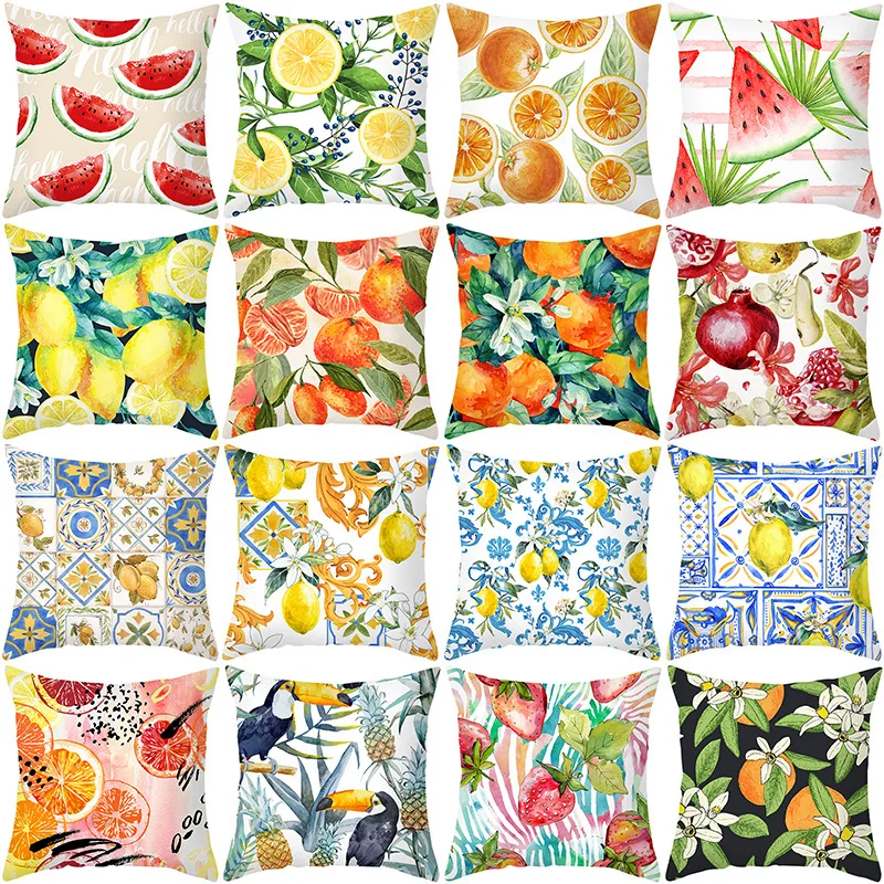 

Fresh Fruits Pillowcase Orange Cushion Case Home Decorative Peach Skin Velvet Watermelon Sofa Pillow Cover Decor Friends Gift