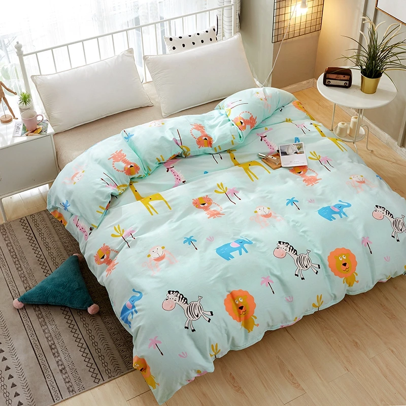 

Cartoon Lion Zebra Monkey Elephant Animals Printed Duvet Cover 100% Cotton Fabric Quilt Cover Chidren Single Double Bedding Sets