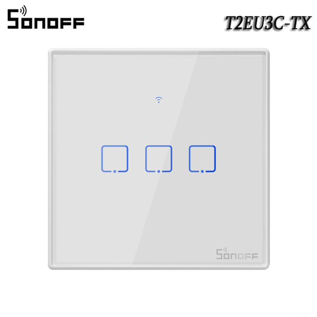T2 Smart Wall Touch Switch EU/UK/US Smart Home 1/2/3Gang Wifi Switch, Ewelink Remote Control, Work With Alexa Google Home