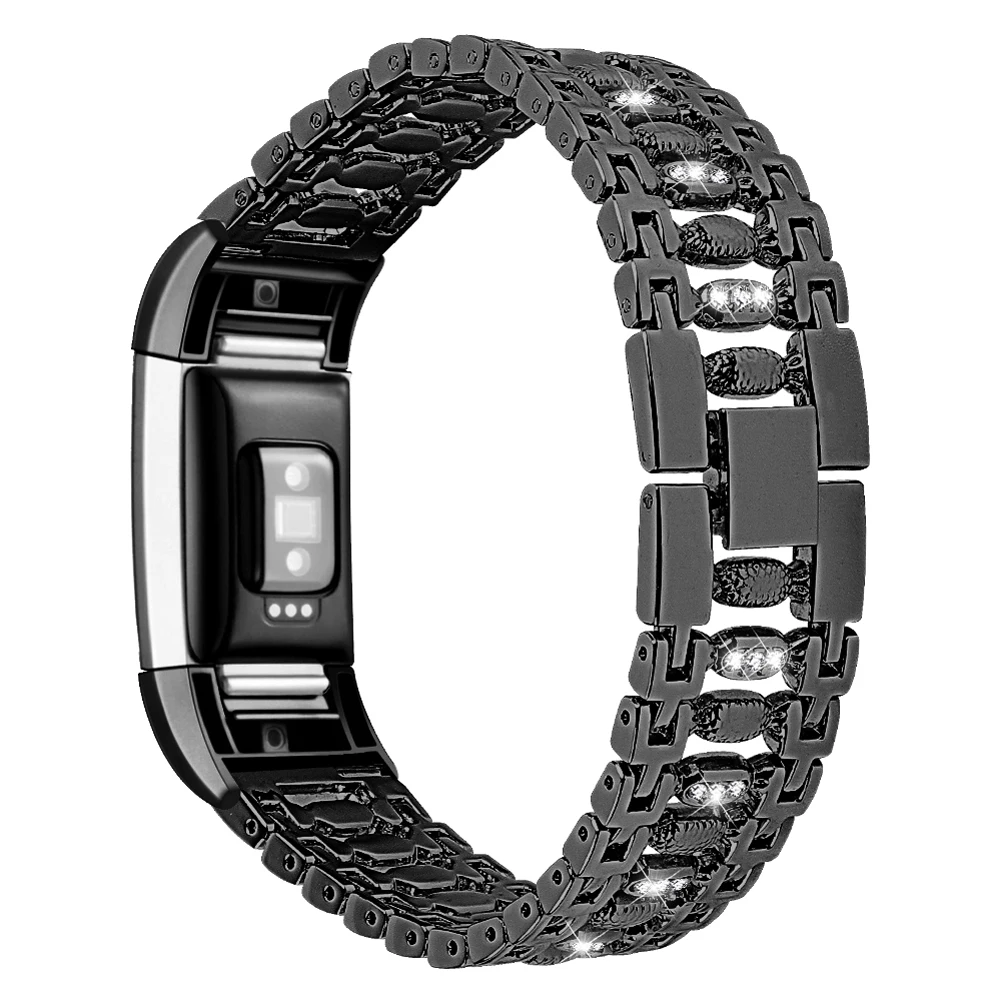Watch Watch Band with Drill for Fitbit charge2 Drill strap Stainless steel watch band Replacement Wristband Watch Accessories
