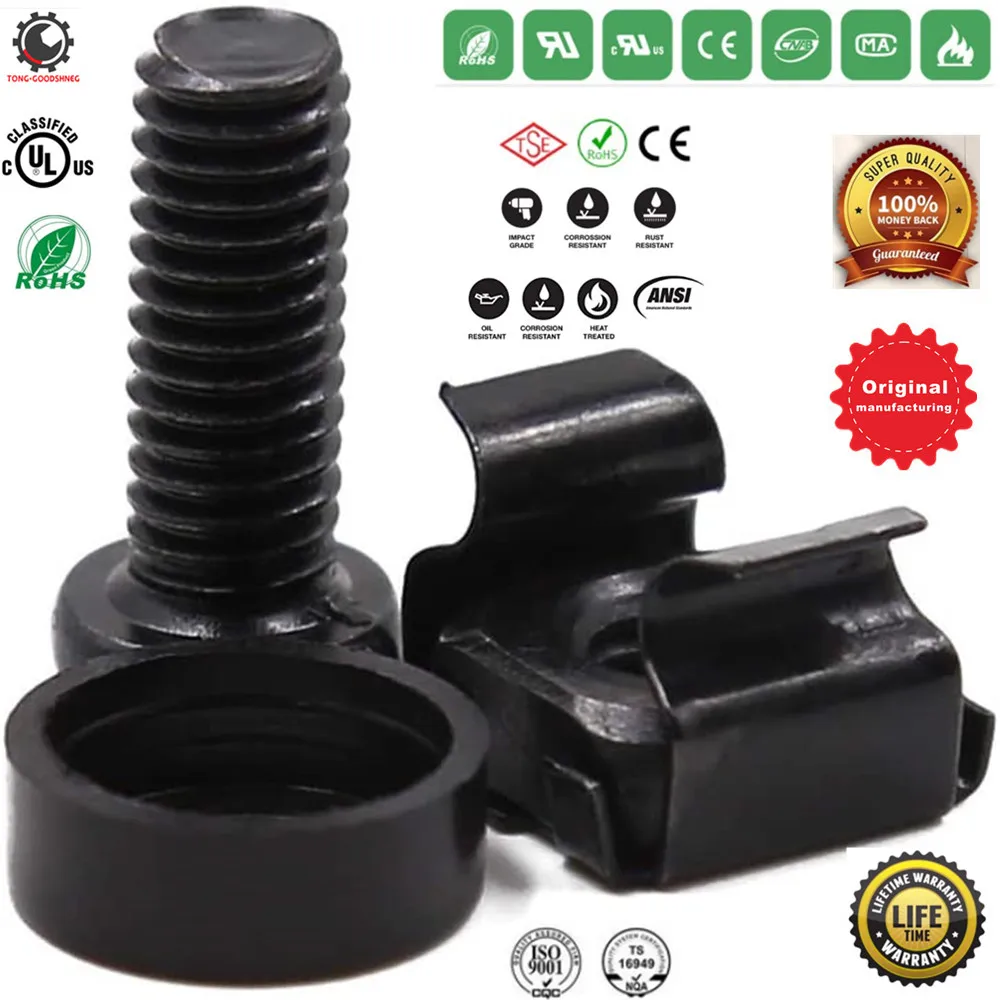 

M6 Rack Mount Cage Nuts,Screws and Washers for Rack Mount Server Cabinet,Server Shelves,Rack Mount Screws and Square Insert Nuts