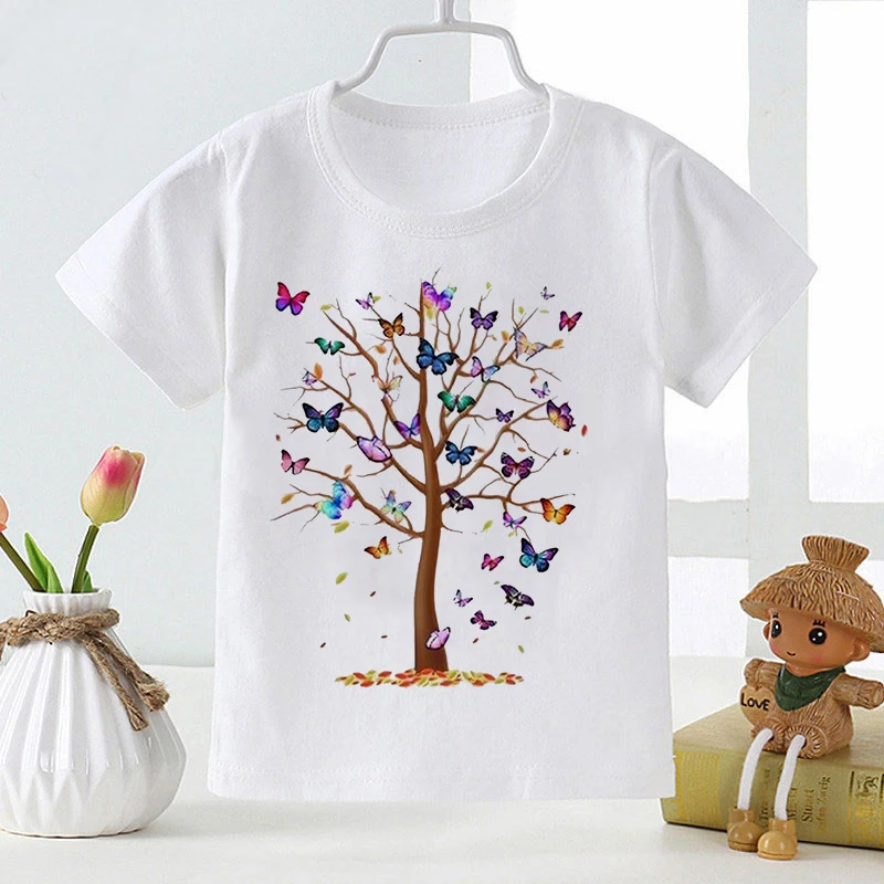 Kids Girl T Shirt Summer Baby Magic Tree Tops Toddler Tees Clothes Children Clothing Cartoon T-shirts Short Sleeve Casual Wear