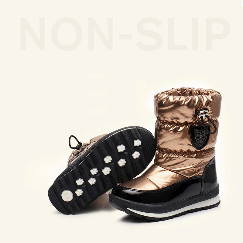 Dollplus/ зимние ботинки для девушки, детские резиновые противоскользящие зимние ботинки для мальчиков, большие дети, водонепроницаемая теплая зимняя обувь, Botas