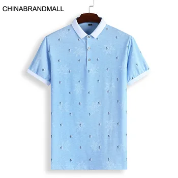 

Men Fat Man Plus Fat Plus Size Leisure Lapel Printing Short Sleeve T Shirt