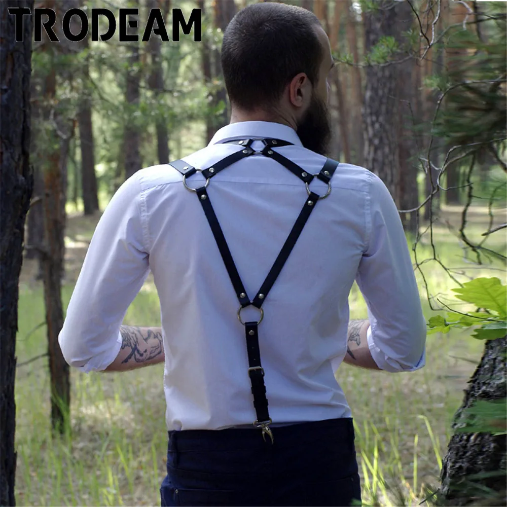 TRODEAM Men's Bondage Sexy Underwear gg Belt Suspenders Bdsm Gothic Seks Pastel Jartiyer Sexy Black Adjustable Garter Stockings