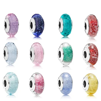 

The New High-quality S925 Sterling Silver Sparkle Stars Glass Beads Fashion Charm Suitable For Women's Diy Bracelet Jewelry