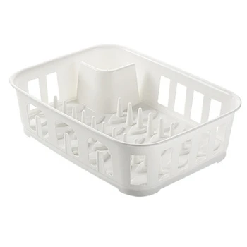 

Large Dish Drying Rack with Drip Tray Drainer Bowl Tableware Plate Storage Basket Kitchen Storage White