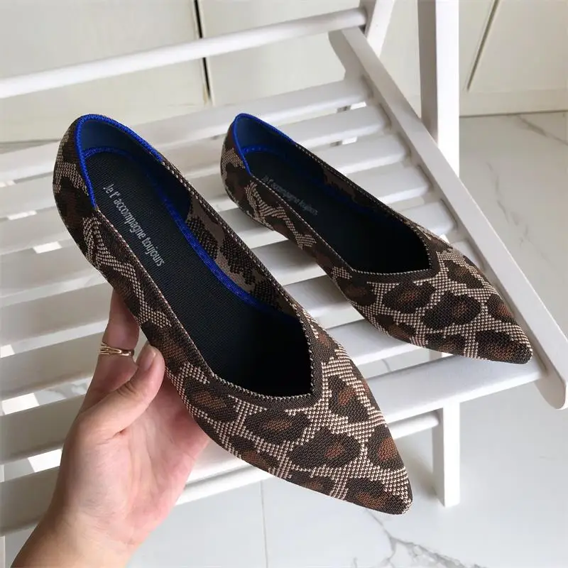 

Flat Shoes Comfortable Women Flat Shoes Breathable Knitted Slip on Loafer Fashion Pointed Shallow Female Casual Flat Shoes