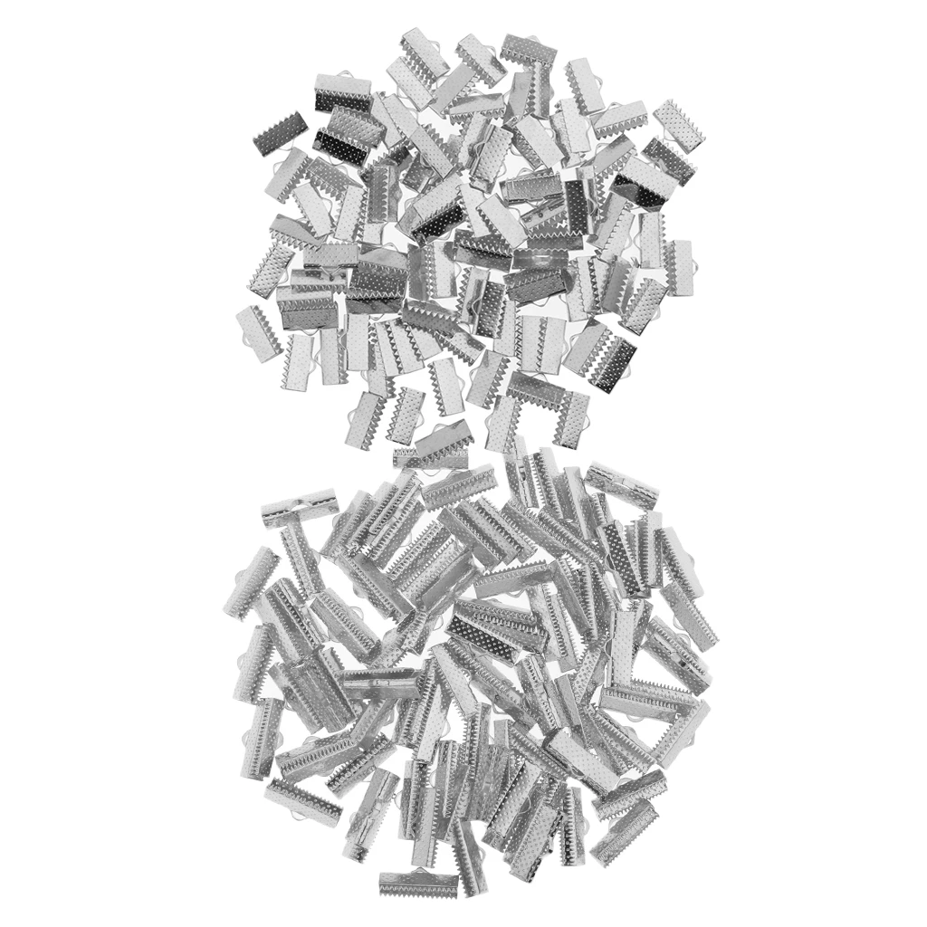 

Pack of 200Pcs Ribbon Clip Clamp Cord Crimp End Cap Tip Bracelet Connector DIY 20mm/13mm