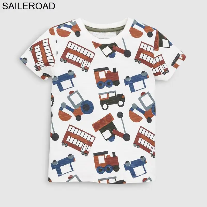 SAILEROAD Экскаватор и тали Принт Футболки для детской одежды Лето Новые детские Топы Одежда Детские рубашки Хлопок - Цвет: 2722 same picture