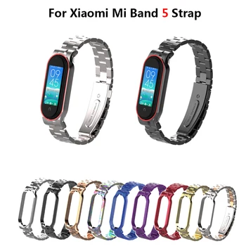 

For Mi Band 5 Wrist Strap Metal Wristbands For Xiaomi Mi Band 5 Smart Watch Wristband Stainless Steel Miband 5 Band Bracelet