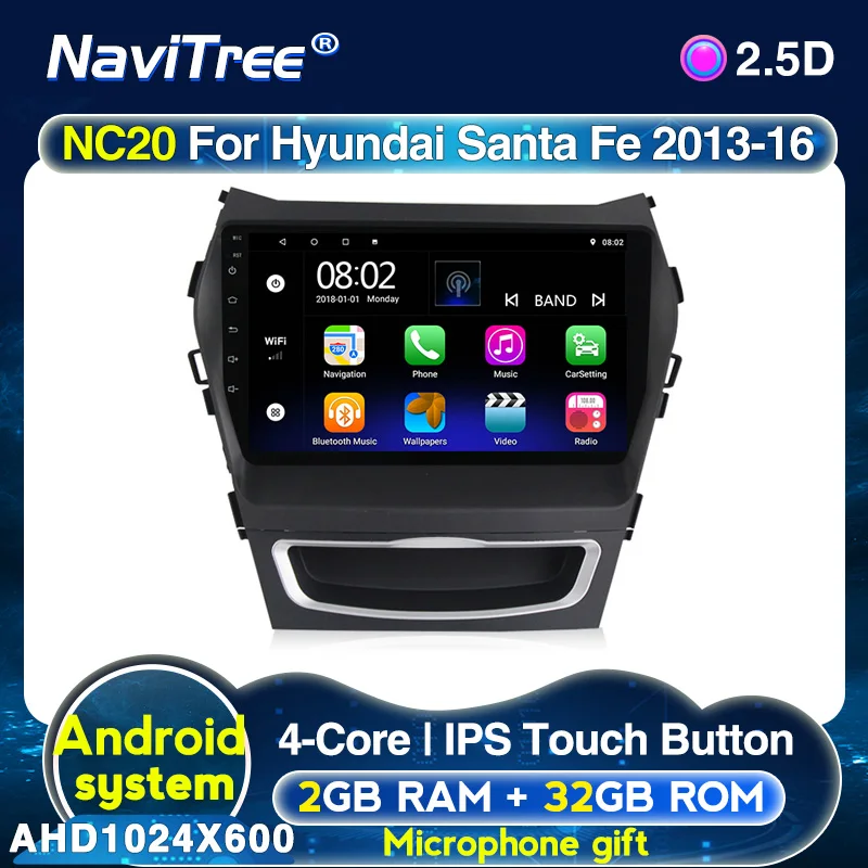 Автомагнитола мультимедийный видеоплеер навигация GPS для Hyundai IX45 Santa Fe 2013 2014 2016 2015