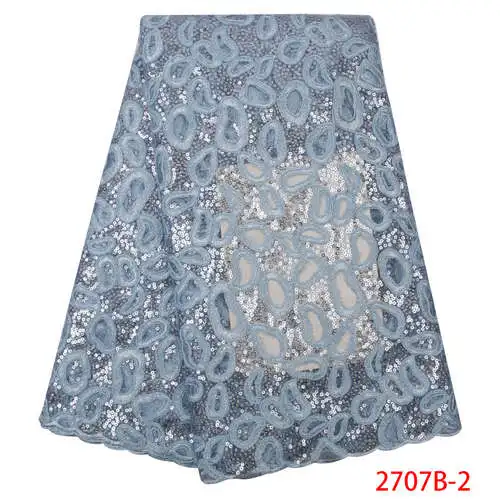 Последняя небесно-голубого цвета, кружевная ткань со стразами Высокое качество Африканский французская Тюлевая ажурная кружевная ткани с блестками для Свадебная вечеринка APW2707B - Цвет: 2707B-2