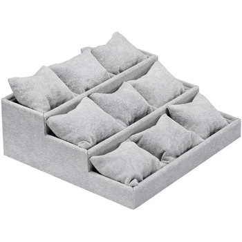 

High-Grade Grey Velvet Jewelry Tray Accessories Display Box Bracelet Watches Receive Creative Jewelry Display Shelf Holder