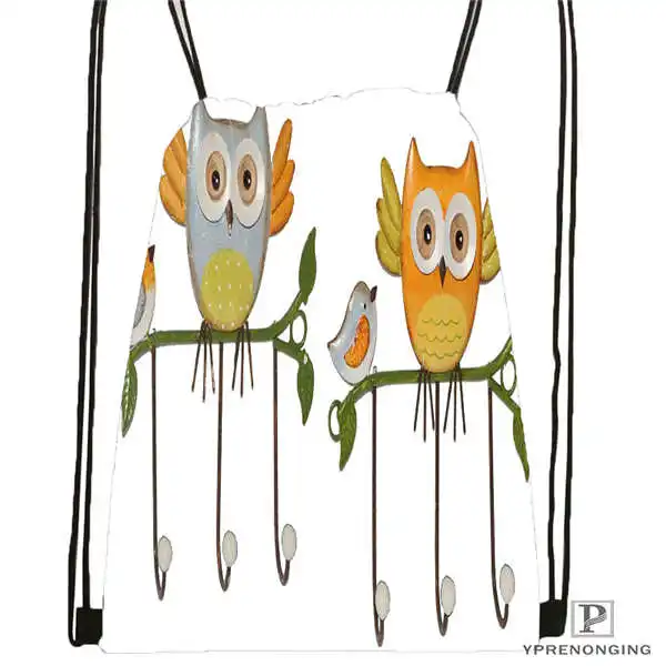 Индивидуальная походная сумка на шнурке с рисунком совы, милый рюкзак для детей(черная спинка), 31x40 см#2018612-01-26