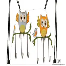 Индивидуальная походная сумка на шнурке с рисунком совы, милый рюкзак для детей(черная спинка), 31x40 см#2018612-01-26