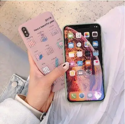 

Cartoon Calendar Green Plant Phone Case For Phone 6 7 8 Plus Silicone Soft Candy TPU Cover Cases For PhoneX XR XS MAX 6S Coque