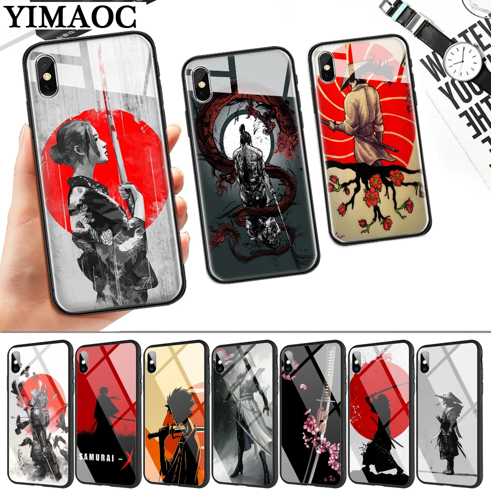 Японский самурайский ниндзя стеклянный чехол для телефона Apple iPhone 11 Pro XR X XS Max 6 6S 7 8