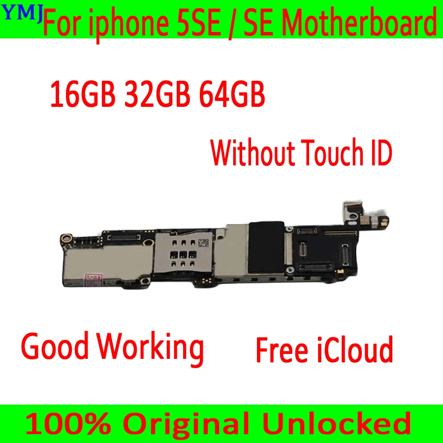 Best Factory unlocked for iphone 5SE SE Motherboard with without Touch ID,Original for iphone SE Mainboard with Full Chips