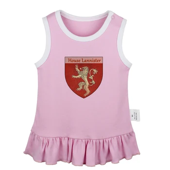 

Gold Lion Game of Thrones House Lannister of Casterly Rock Hear Me Roar Newborn Baby Girls Dresses Toddler Sleeveless Dress