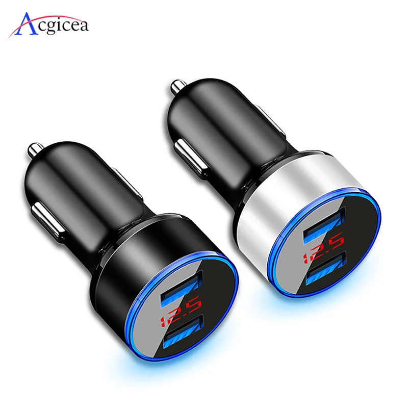 3.1A LED Display Dual USB Car Charger Universal Mobile Phone Aluminum Car-Charger for iPhone 11 Pro Max XR Samsung Fast Charging | Мобильные