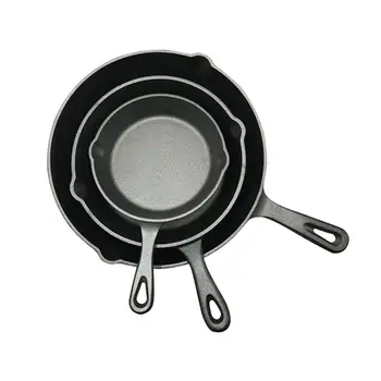 

3Pcs Cast Iron Frying Pan Non Stick Uncoated Saucepan Egg Pancake Cooking Pan Home Kitchen Outdoor BBQ Skillet (16cm/20cm/26cm)