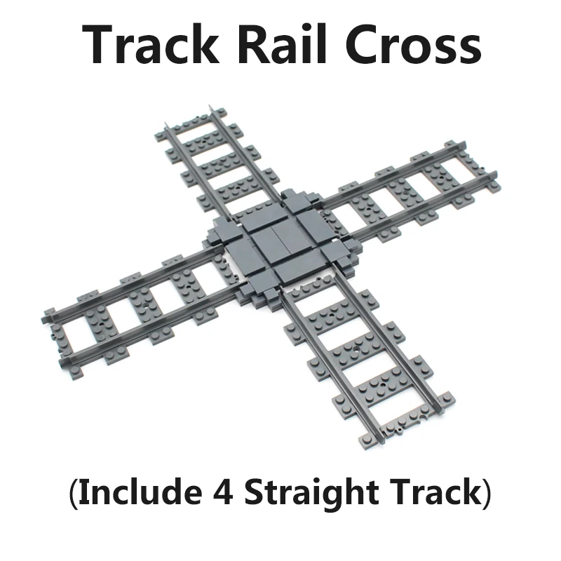 61 pcs MOC Track Rail Cross Model Set Compatible City Train Parts 53401 Street Railway Traffic Views Building Blocks DIY Kid Toy | Игрушки и