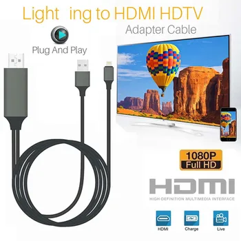 

8 Pin Lighting to HDMI 2M OTG Data Sync External Connector for iPhone XS MAX iPad ProTV projector USB Camera Adapter Cable