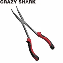 CrazyShark рыболовные плоскогубцы для удаления крючков изогнутые Длинные плоскогубцы для ловли в носу 11 дюймов Товары для рыбалки из нержавеющей стали инструменты для ловли карпа