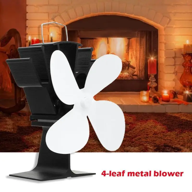 Вентилятор для камина черный с 4 лопастями экологически чистый и тихий домашний