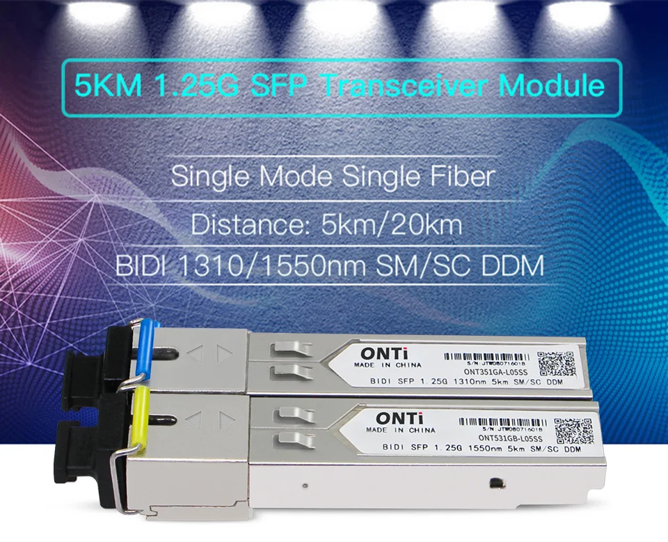 1.25G BIDI SFP SC Connector Transceiver Module Gigabit Single Mode Single Fiber Optical Ethernet Compatible with Cisco Switch 5