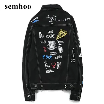 

Hip Hop Fashion Printed Jeans Jacket Men Cotton Casual Streetwear Short Style Denim Jacket Coat For Men Spring New Women Jackets