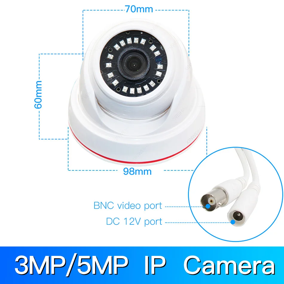 3MP/5MP IP камера H.265/H.264 наблюдения инфракрасная камера CCTV безопасности Крытая купольная камера