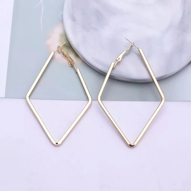 Diamond gold S Модные ювелирные изделия в стиле панк, Гладкие большие серьги-кольца для женщин, женские большие геометрические массивные серьги-кольца, подарки, серьги для женщин - Окраска металла: Diamond gold S