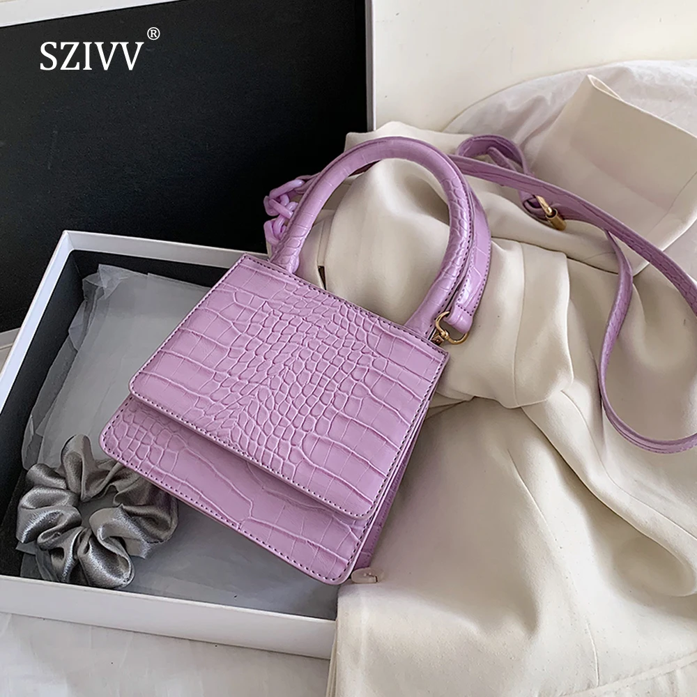 

Crocodile Pattern Mini Chain Design PU Leather Crossbody Bags For Women 2020 Fashion Shoulder Handbags Female Travel Totes