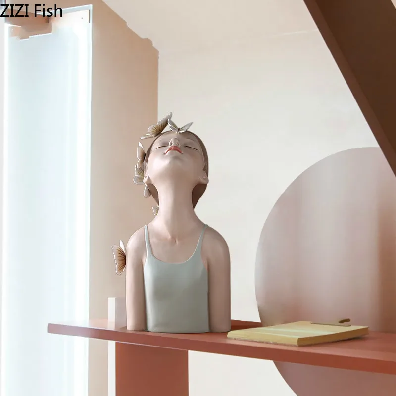 Креативная керамика Девушка Бабочка ремесла украшения современный дом гостиная настольные украшения Скульптура персонажа фигурки