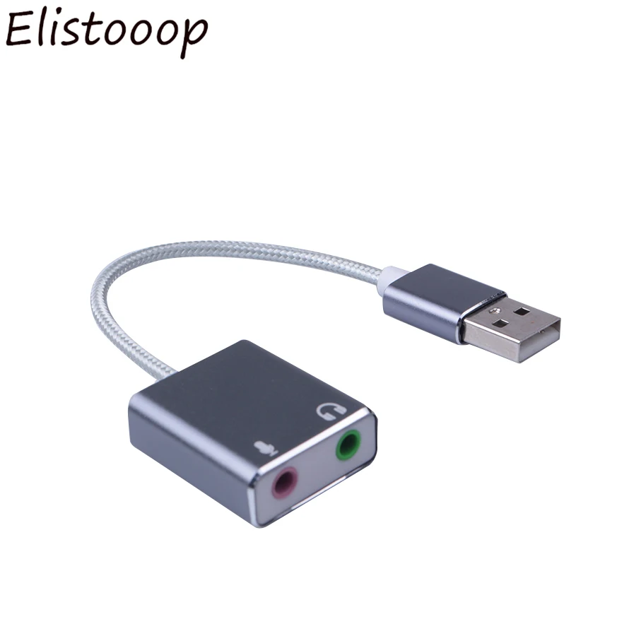 

Elistooop Usb Sound Card 7.1 3D USB Audio Adapter 3.5mm Jack Headphone Stereo Mic Sound Card for Macbook Computer Laptop