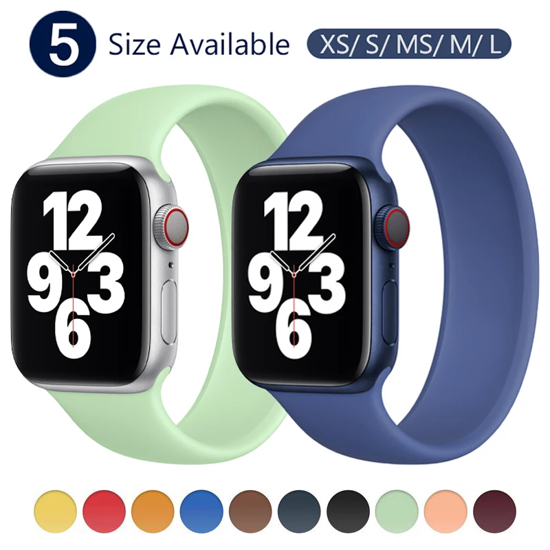 Ремешок силиконовый для Apple Watch Band 44 мм 40 45 41 42 38 | Наручные часы