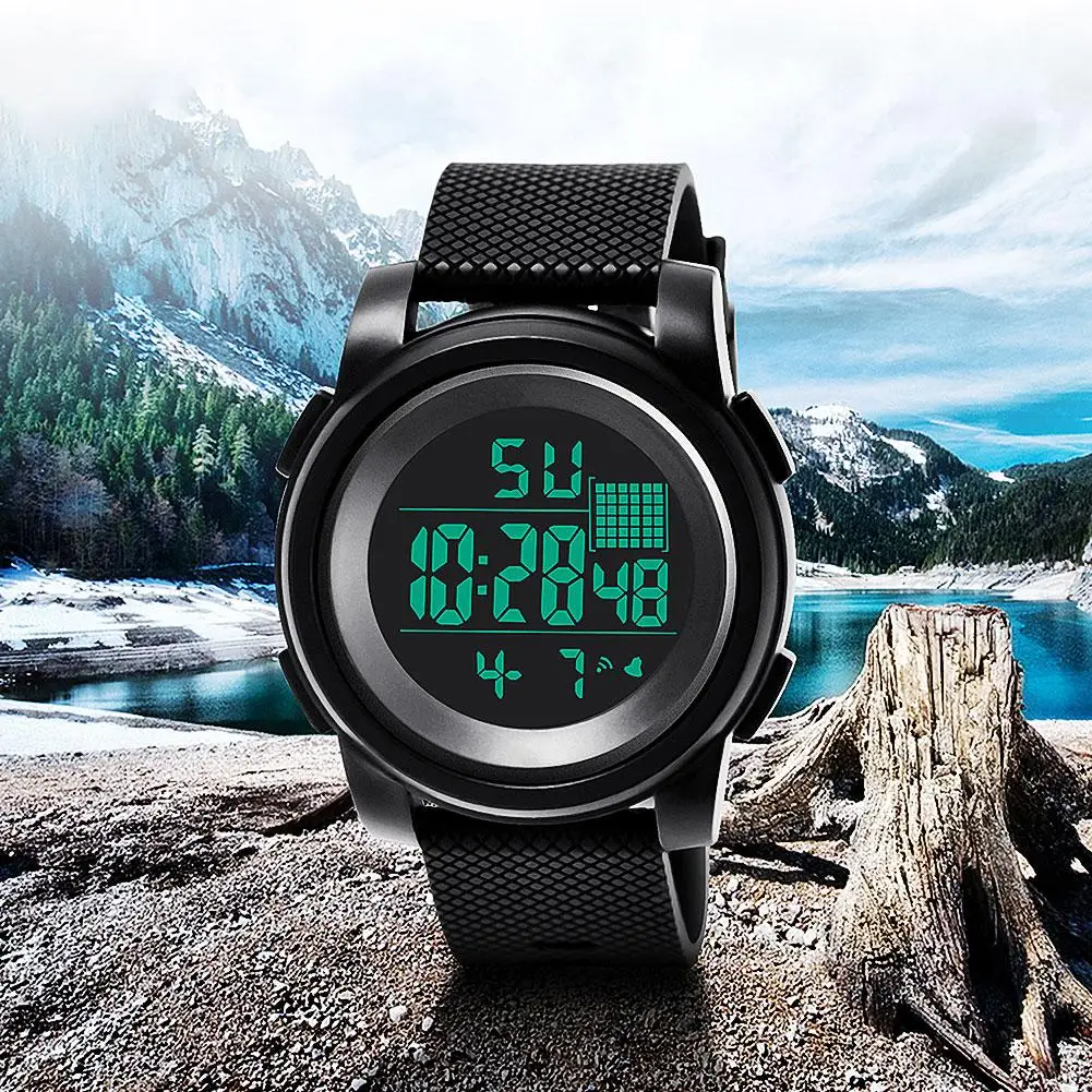 KAK Student Adjustable Strap Backlight Digital Watch Unisex Men Women Black Big Dial Sports Couple relogio-masculino | Наручные часы