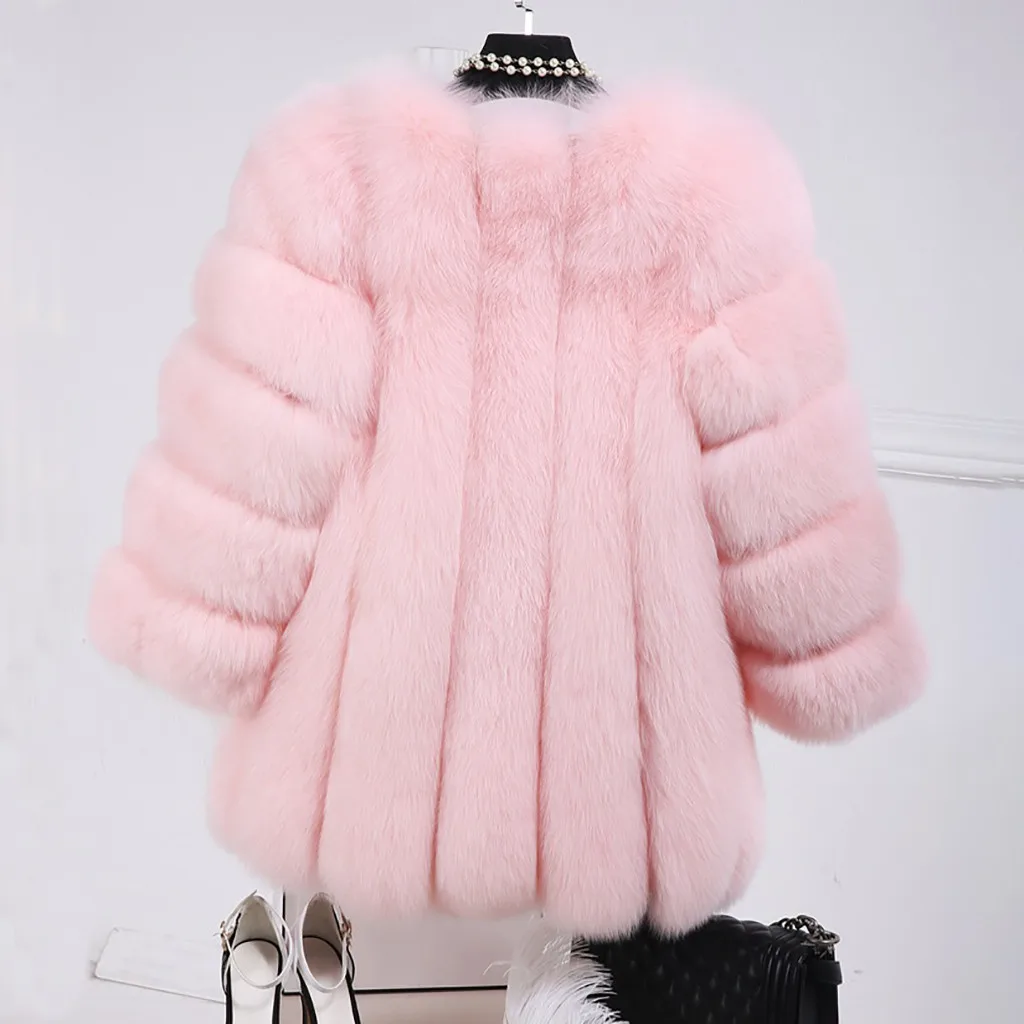 Зимнее пальто женское пальто с поясом меховой жилет Женская мода зима теплый искусственный мех длинный рукав Сексуальная кофта плюс верхняя одежда