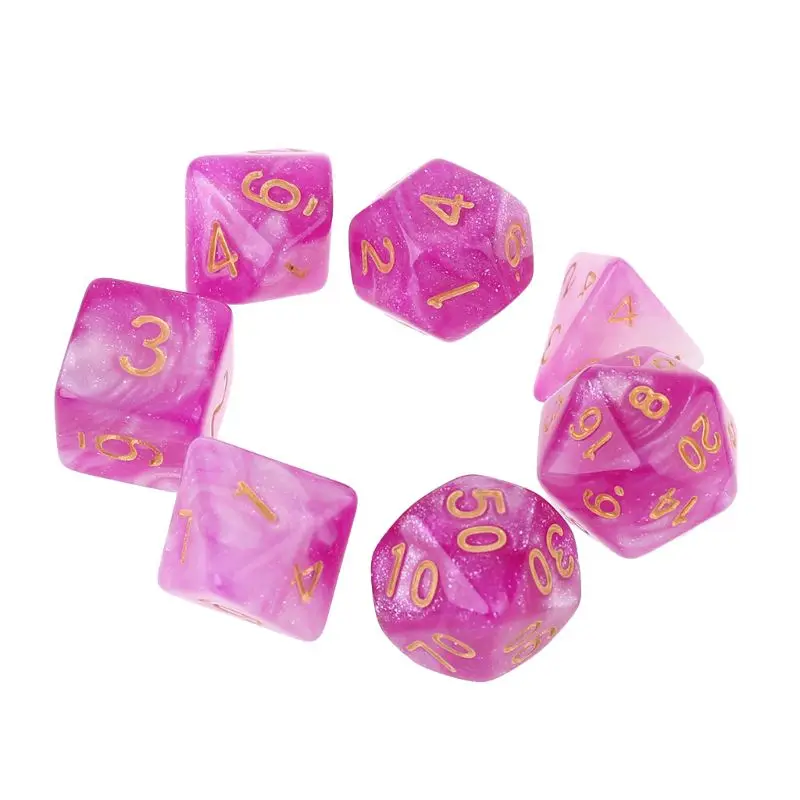 7 шт./компл. Dichromatic D4 D6 D8 D10 D12 D20 многогранные циферблаты настольный