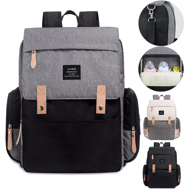 LAND Baby Bags with Stroller Hooks Large Capacity Diaper Bags Waterproof Mummy Bag Maternity Backpack Bag Travel Nursing Handbag LAND Baby Bags with Stroller Hooks Large Capacity Diaper Bags Waterproof Mummy Bag Maternity Backpack Bag Travel Nursing Handbag