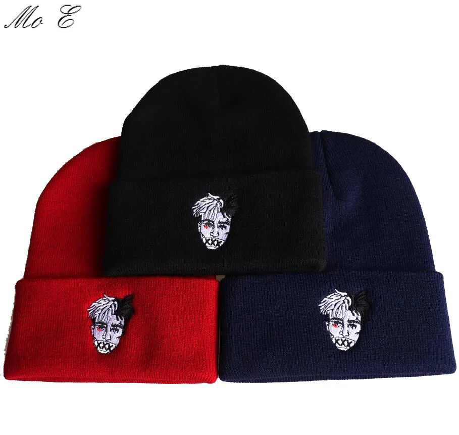 Теплая Осенняя шапка рэп-певица xxxtentacion Beanie шапка с вышивкой хип-хоп вязаные шапочки