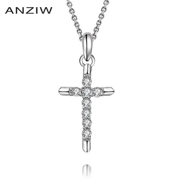

AINUOSHI Luxury 925 Sterling Silver Pendant Necklace for Women Holy Christian Cross Long Chain Necklace Wedding Original Gifts