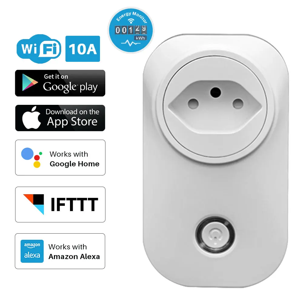 

Smart Plug WiFi Socket Brazil Standard With Energy Monitor Power outlet Multi Plug APP Control Works With Alexa Google Home