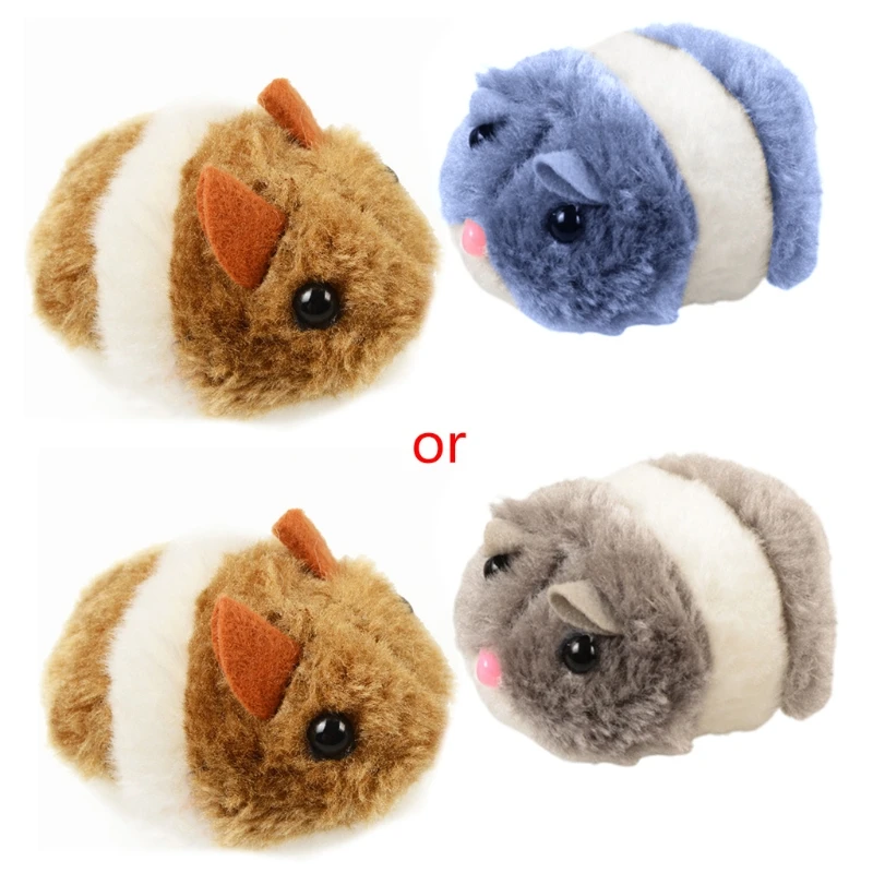 Pull String Mouse Vibrating Movable Interactive Toy Fluffy Plush Mice